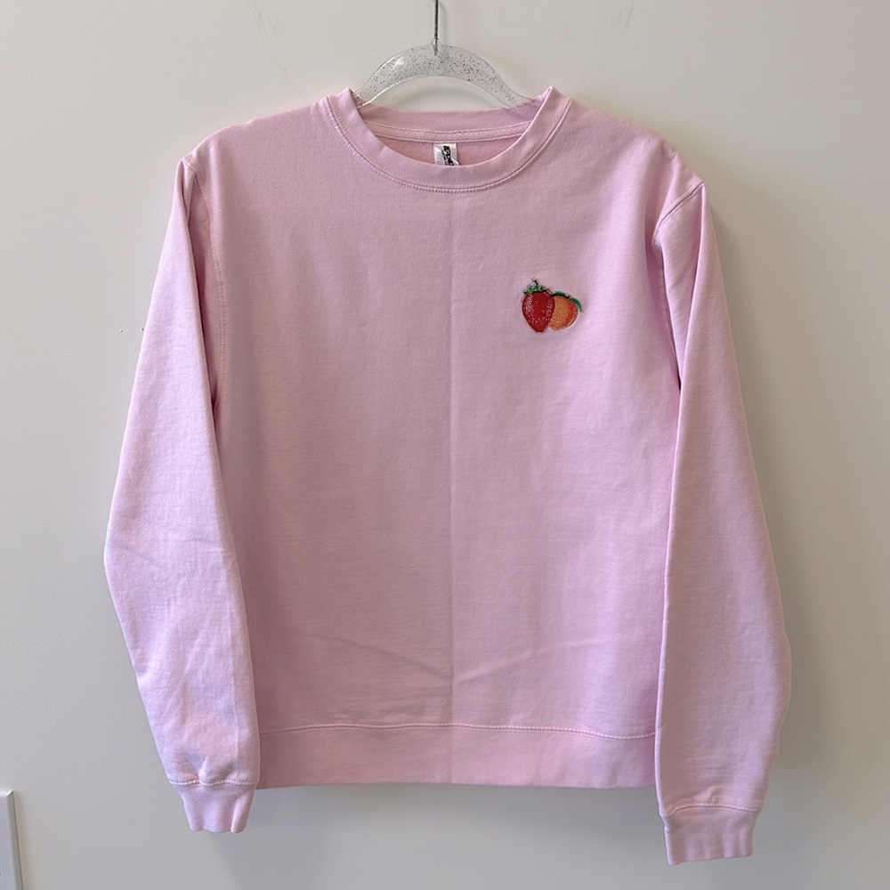 Confetti Sweet • Strawberry & Peach Pink Sweatshirt • Sz S • NEW! - Picture 1 of 10
